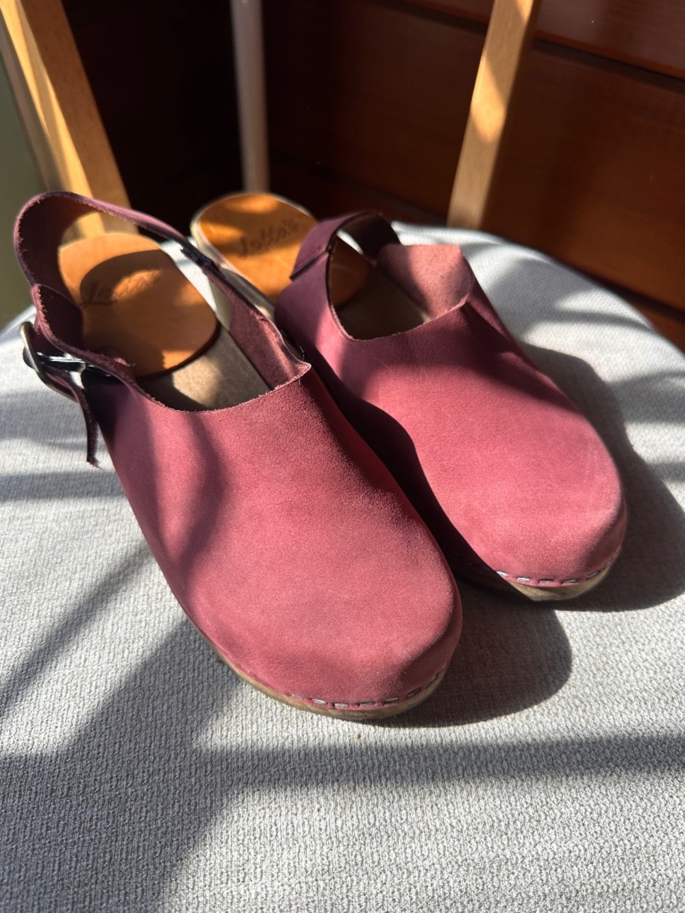 Lotta From Stockholm Wine Suede Slingback Clogs